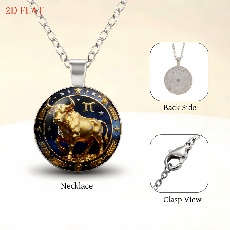 5pc Taurus Zodiac-Themed Necklace, Earrings & Brooch Set